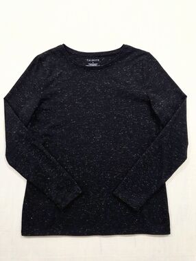 Talbots Black Shimmery Long Sleeve Crewneck Tee Medium| Sparkle Festive Party